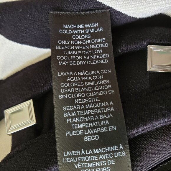 WHBM Sleeveless B & W Striped Silver Studded Cutout Neckline Shift Dress XS - Picture 10 of 15